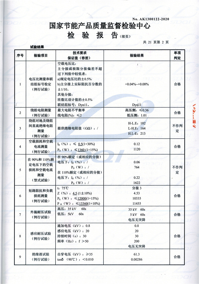 高低压试验报告-S11-1250呈贡呈贡呈贡油浸式变压器-2.jpg